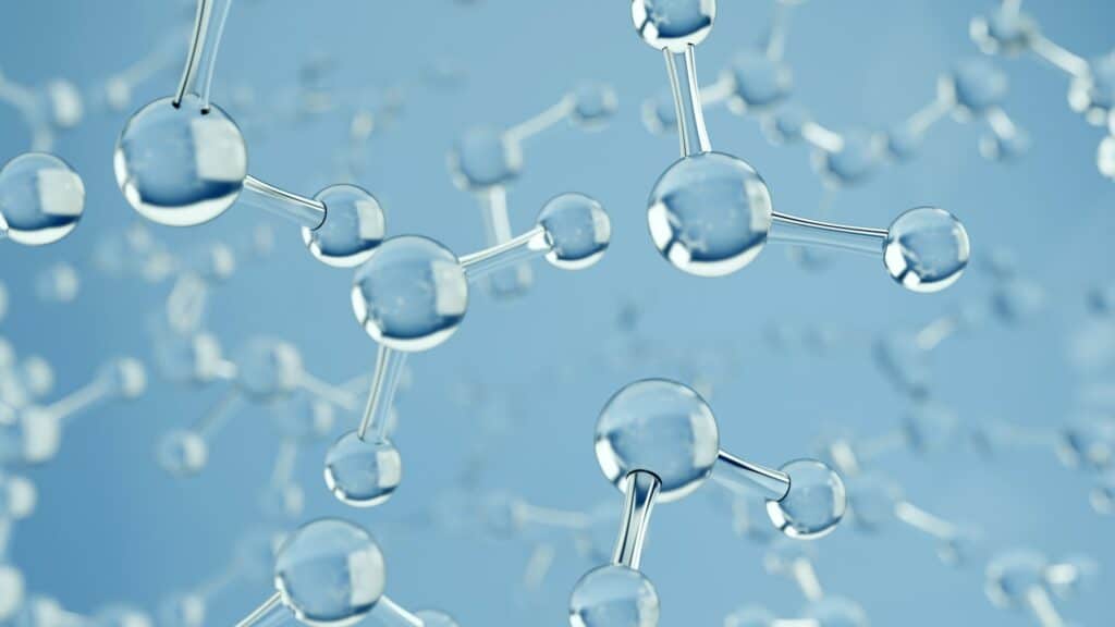 Water molecules. Science or medical background with molecules and atoms. 3d render